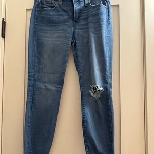J. Crew Blue Distressed Skinny Jeans